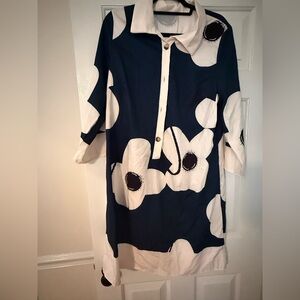 Floral Navy and White Dress